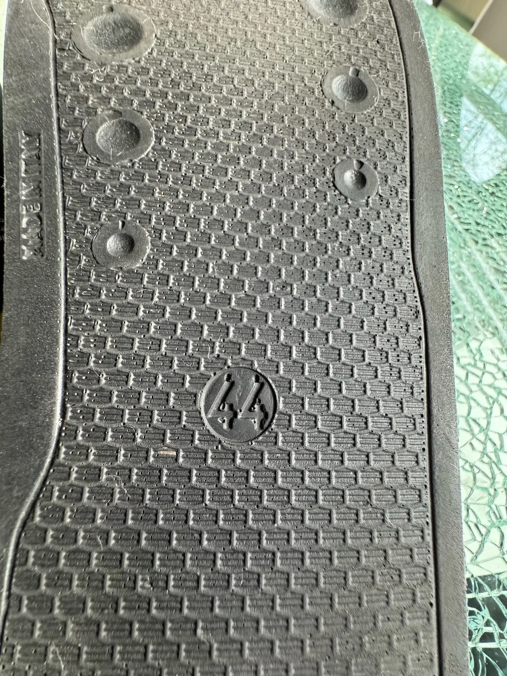Off-White Black Slides‎ with Yellow Branded Sling 44